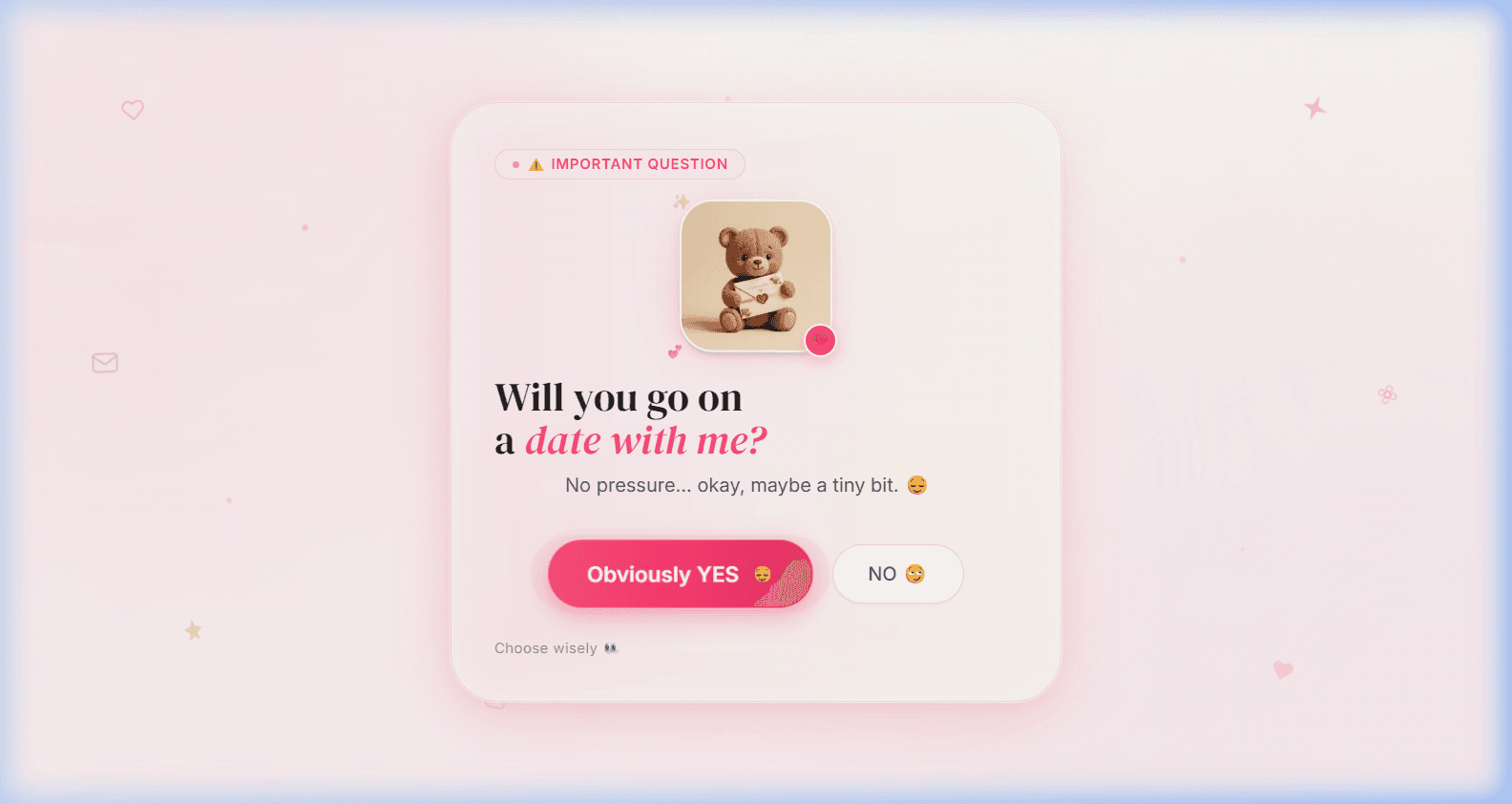 DateInvite Real Production Interactive Proposal Card
