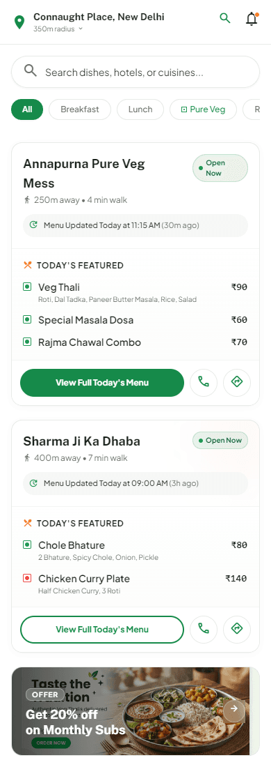Aahar Nearby Real Diner Discovery Feed